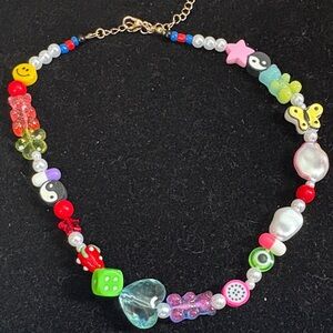 Colorful Beaded Necklace with Charms